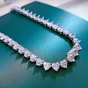 24k Gold Plated Heart Cut Tennis Chain Necklace